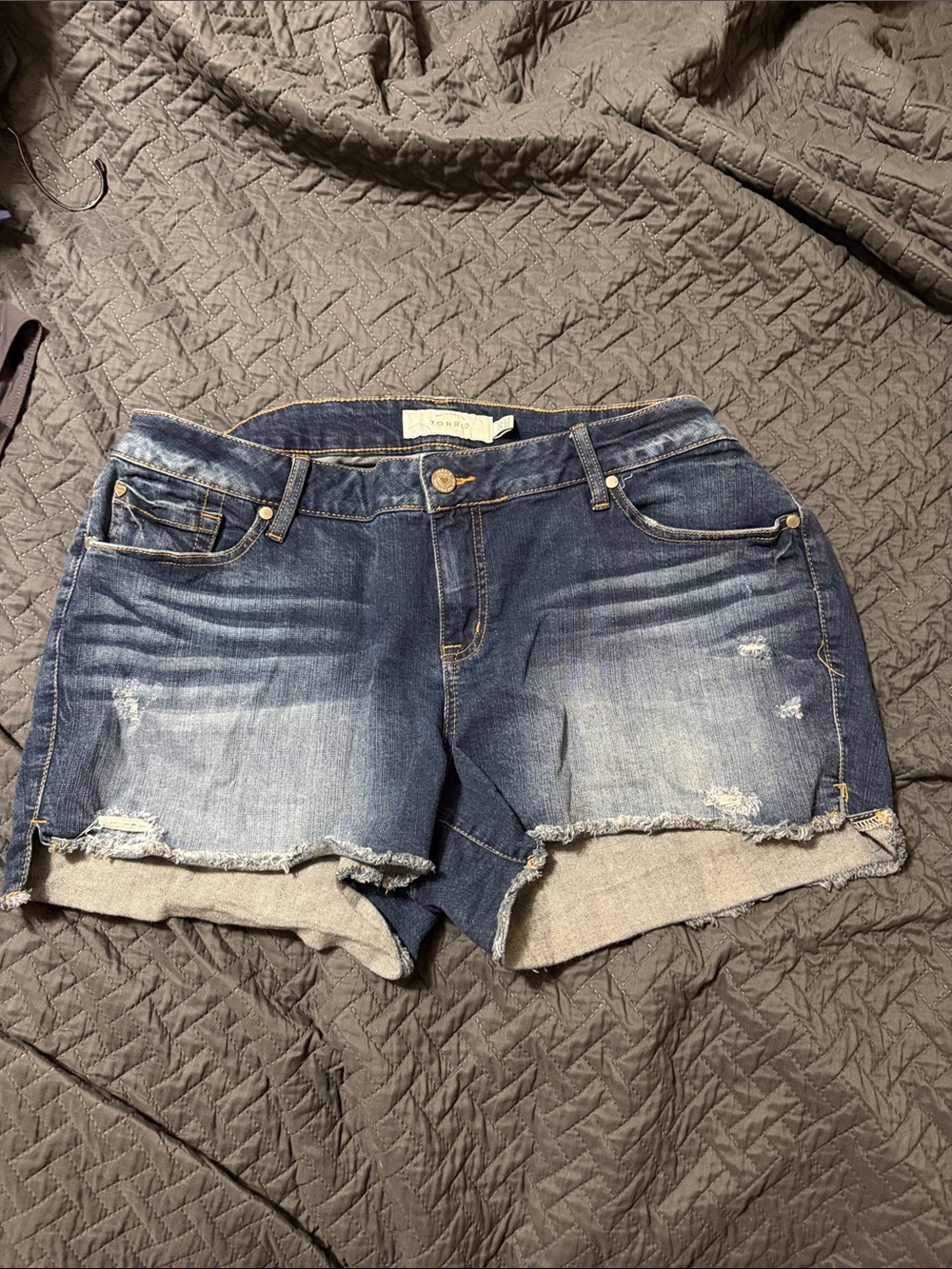 Torrid Classic Dark Blue Distressed Denim Shorts - Women size 20